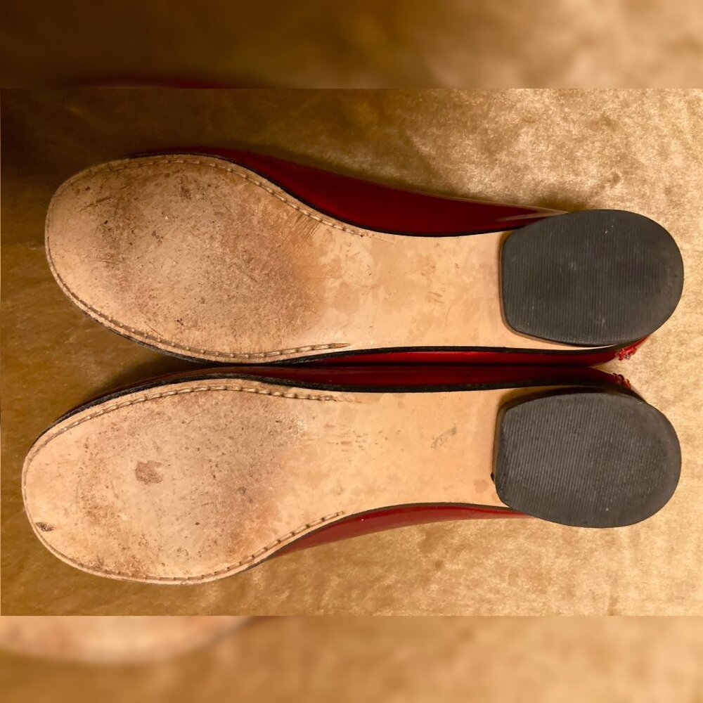 Stuart Weizmann Metallic Red Loafers With Brass A… - image 3